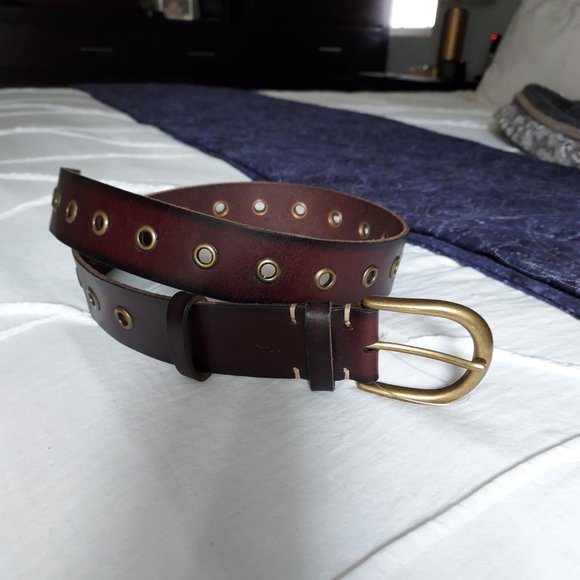 NWT Frye brown leather belt w/ grommets, S, M and L - Picture 12 of 14